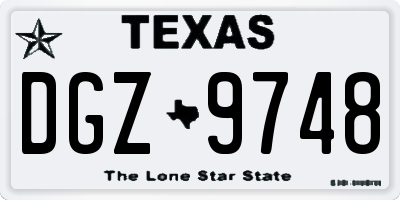 TX license plate DGZ9748