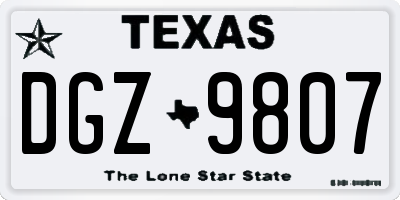 TX license plate DGZ9807