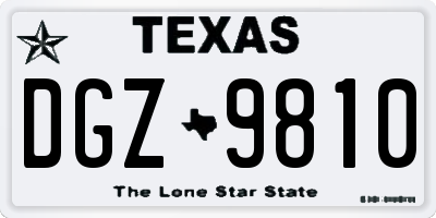 TX license plate DGZ9810