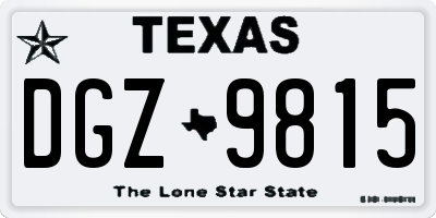 TX license plate DGZ9815