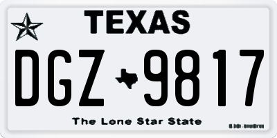 TX license plate DGZ9817