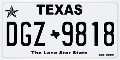 TX license plate DGZ9818