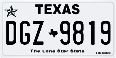 TX license plate DGZ9819