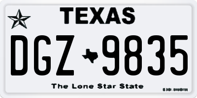 TX license plate DGZ9835
