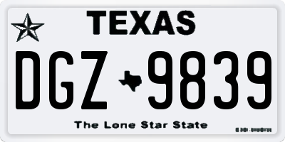 TX license plate DGZ9839