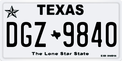 TX license plate DGZ9840