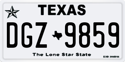 TX license plate DGZ9859