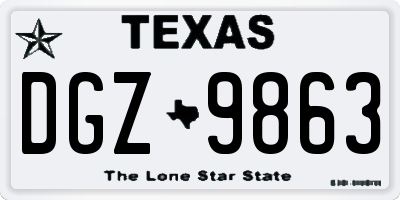 TX license plate DGZ9863