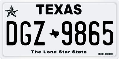 TX license plate DGZ9865