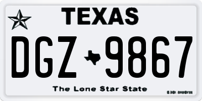 TX license plate DGZ9867