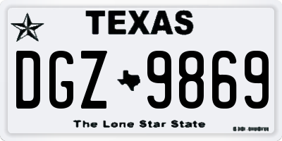 TX license plate DGZ9869