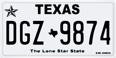 TX license plate DGZ9874