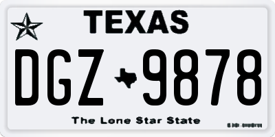 TX license plate DGZ9878