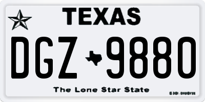 TX license plate DGZ9880