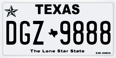 TX license plate DGZ9888