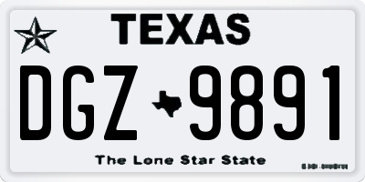 TX license plate DGZ9891