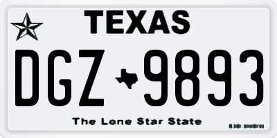 TX license plate DGZ9893