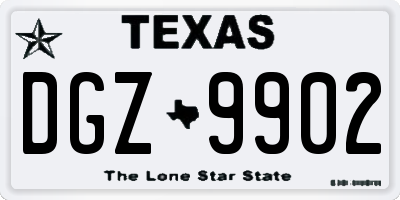 TX license plate DGZ9902