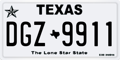 TX license plate DGZ9911