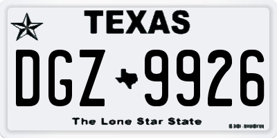 TX license plate DGZ9926