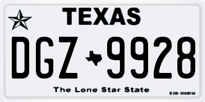 TX license plate DGZ9928