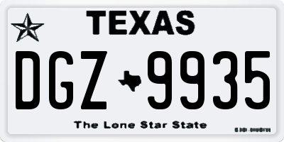 TX license plate DGZ9935