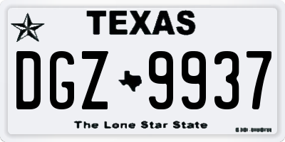 TX license plate DGZ9937