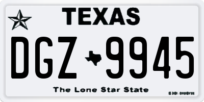 TX license plate DGZ9945