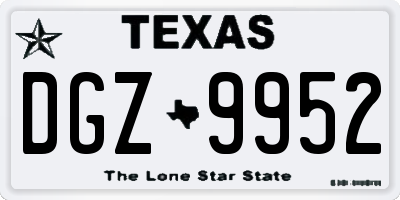 TX license plate DGZ9952