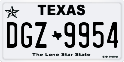 TX license plate DGZ9954