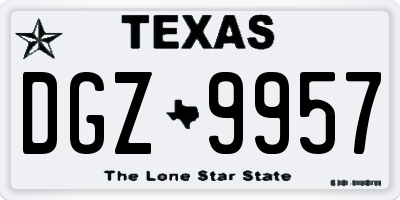 TX license plate DGZ9957