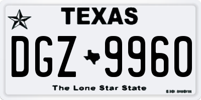 TX license plate DGZ9960