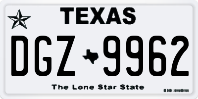 TX license plate DGZ9962