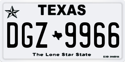 TX license plate DGZ9966
