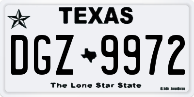 TX license plate DGZ9972