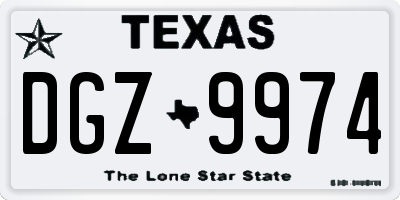 TX license plate DGZ9974