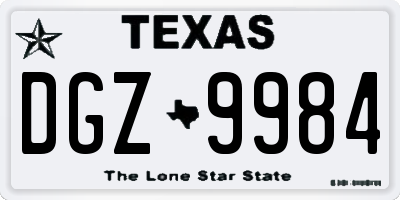 TX license plate DGZ9984