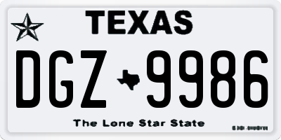 TX license plate DGZ9986
