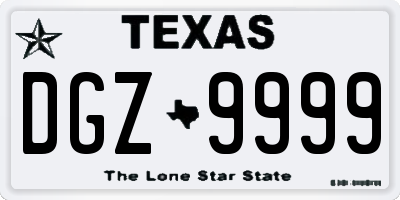 TX license plate DGZ9999