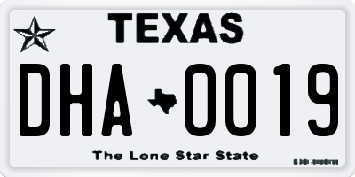 TX license plate DHA0019
