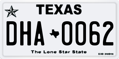 TX license plate DHA0062