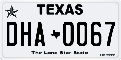 TX license plate DHA0067