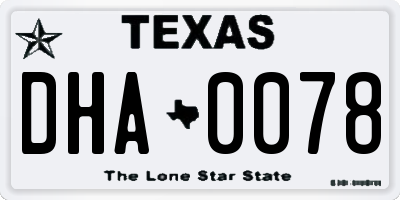 TX license plate DHA0078