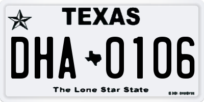 TX license plate DHA0106