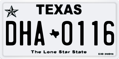TX license plate DHA0116