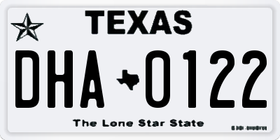 TX license plate DHA0122