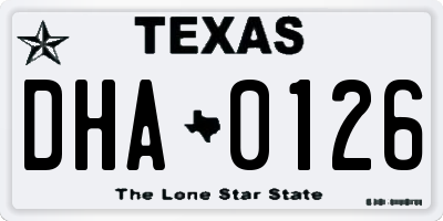 TX license plate DHA0126