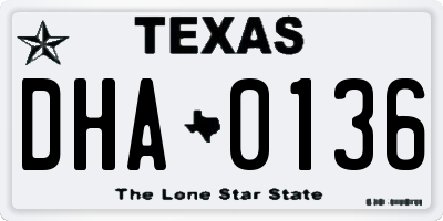 TX license plate DHA0136