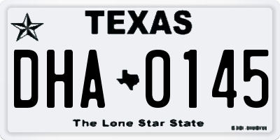 TX license plate DHA0145
