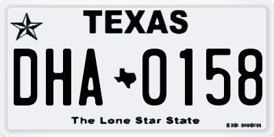 TX license plate DHA0158